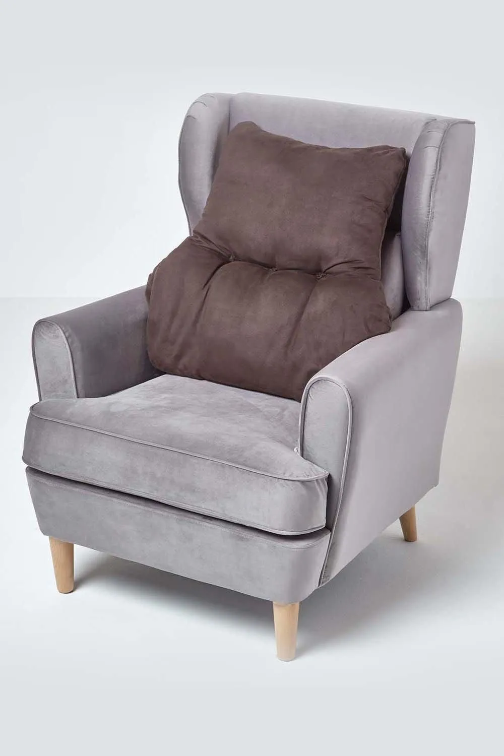 Homescapes Faux Suede Back Support Cushion in Chocolate 2
