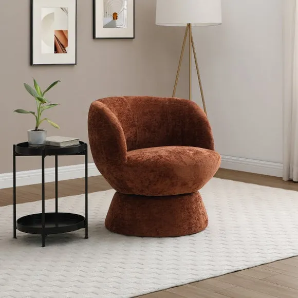 Tulip Chenille Curved Swivel Accent Chair 1