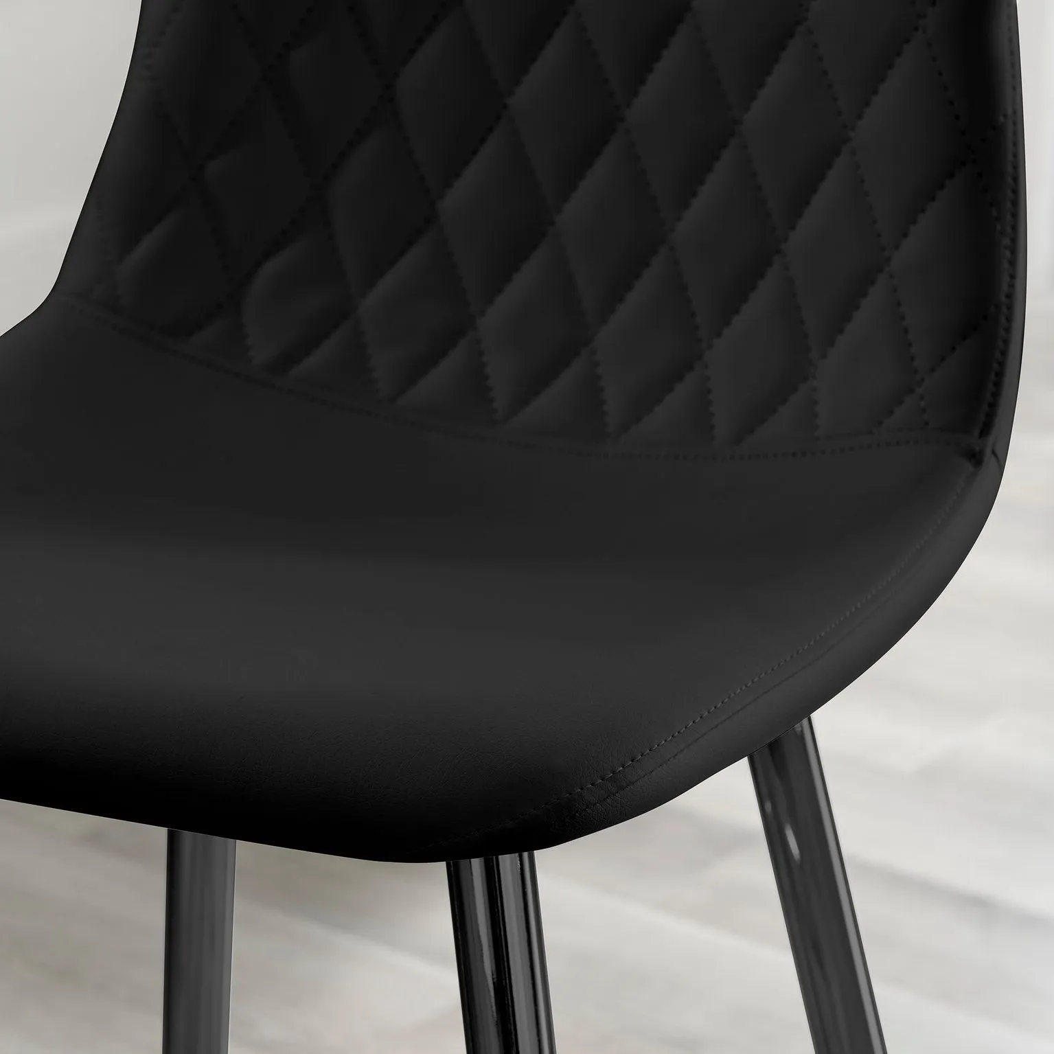 FurnitureboxUK Corona Set of 2 Counter Stools - Faux Leather Counter Stools With Black Legs - Kitchen Island Stool 3