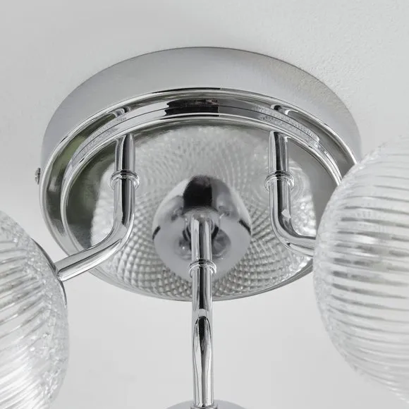 Cassia Ribbed 3 Light Semi Flush Ceiling Light 4