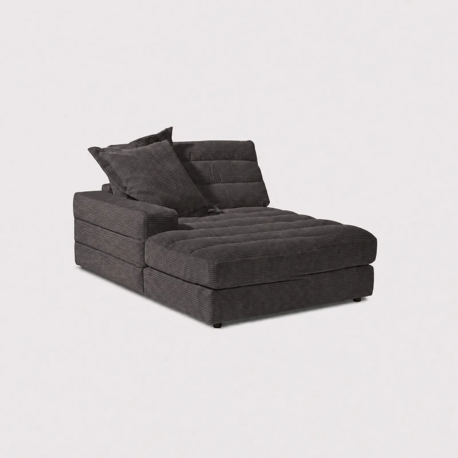 Twain Long Longchair Armrest Left Modular Sofa, Brown Fabric | Barker & Stonehouse 1