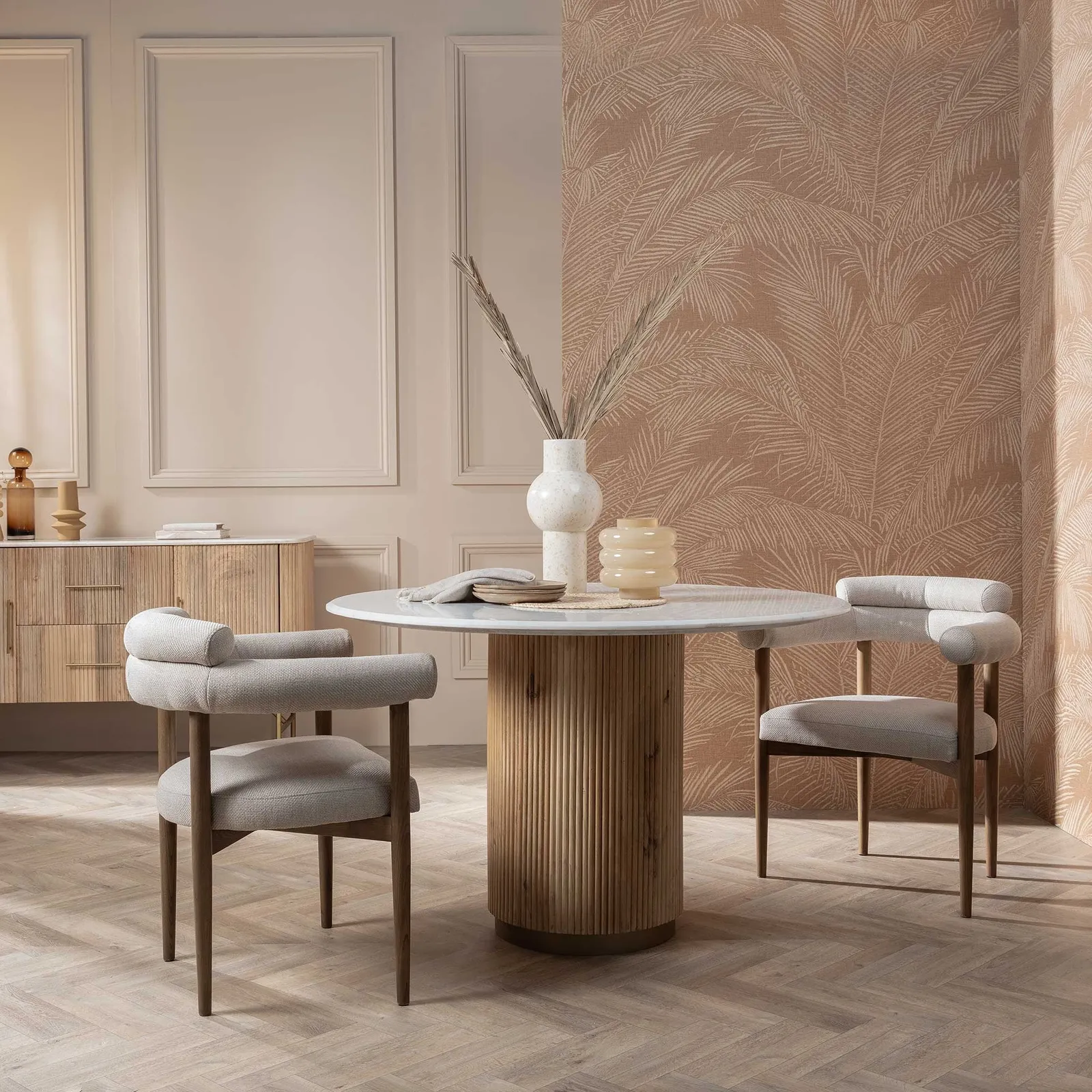 Fuji Round Table, Round, Neutral Marble | Barker & Stonehouse 2