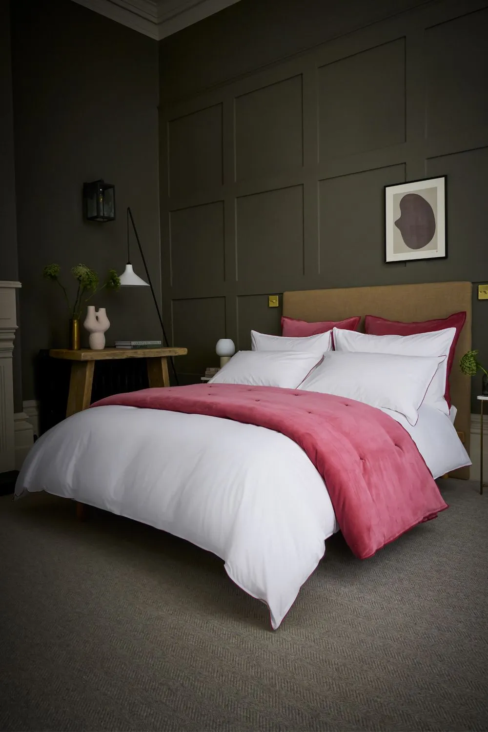 CHRISTY Classic Percale Ribbon Trim Duvet Sets in Fuchsia