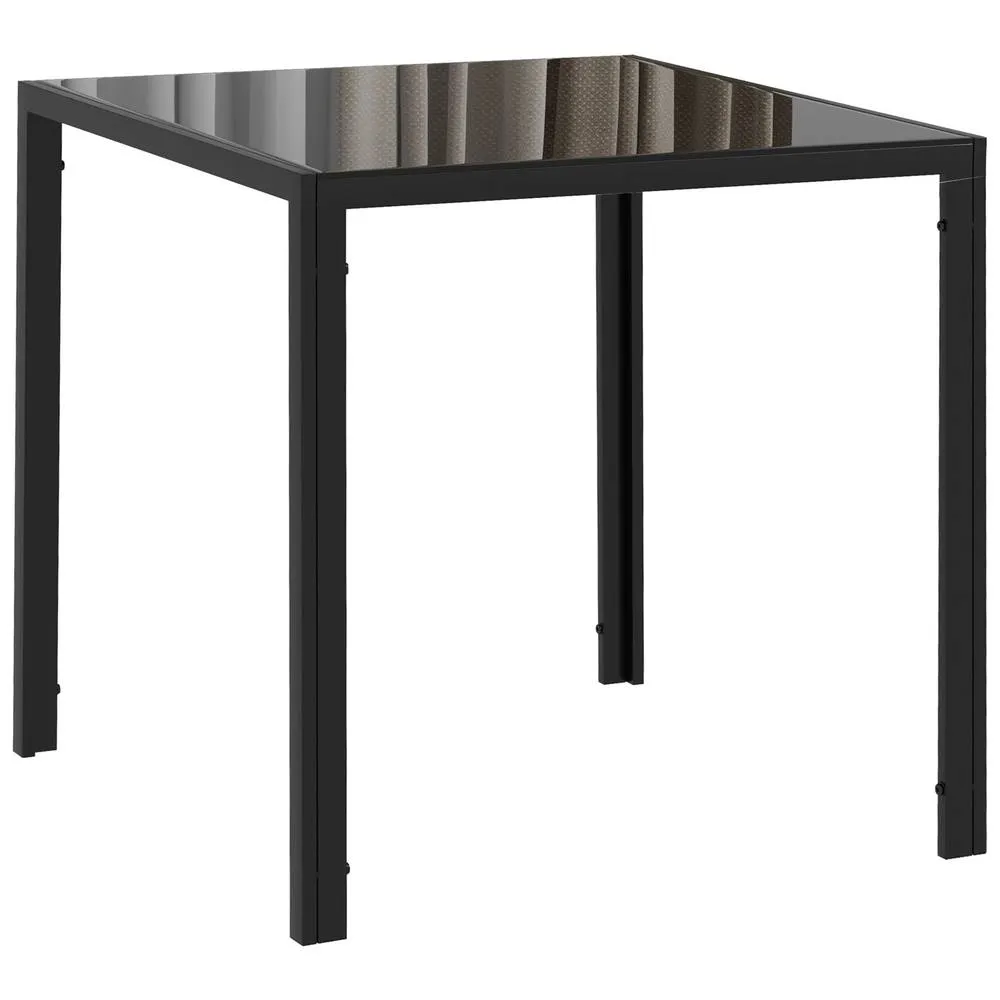 HOMCOM Modern Square Dining Table with Tempered Glass Top Metal Legs in Black 2
