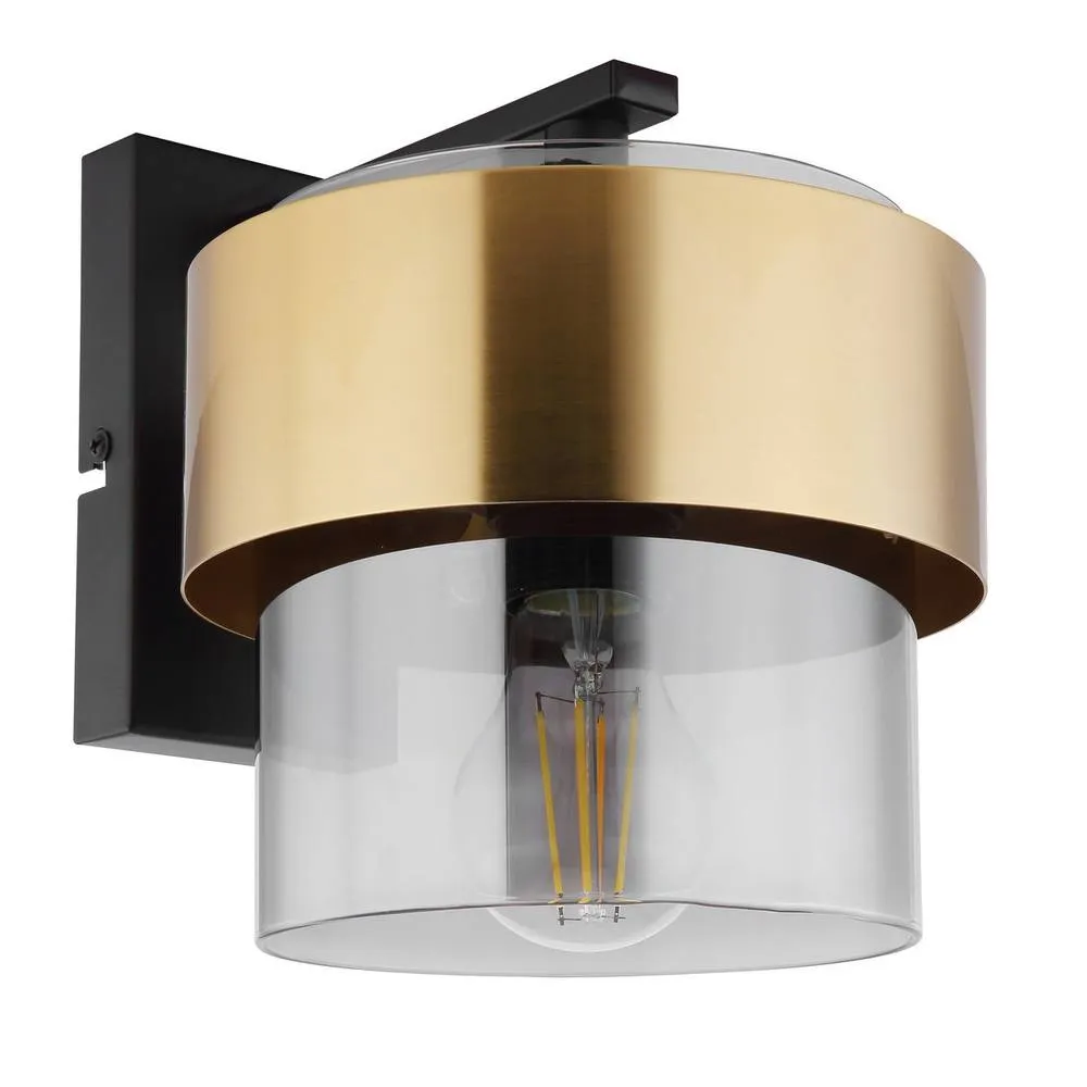 Netlighting Milley Wall Lamp Matt Black Glass Shade 1x E27 in Gold 2