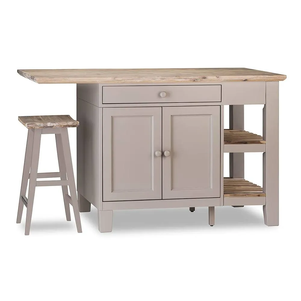 Statement Furniture Florence Bar Stool, Acacia Hardwood Rectangular Seat in Taupe 5