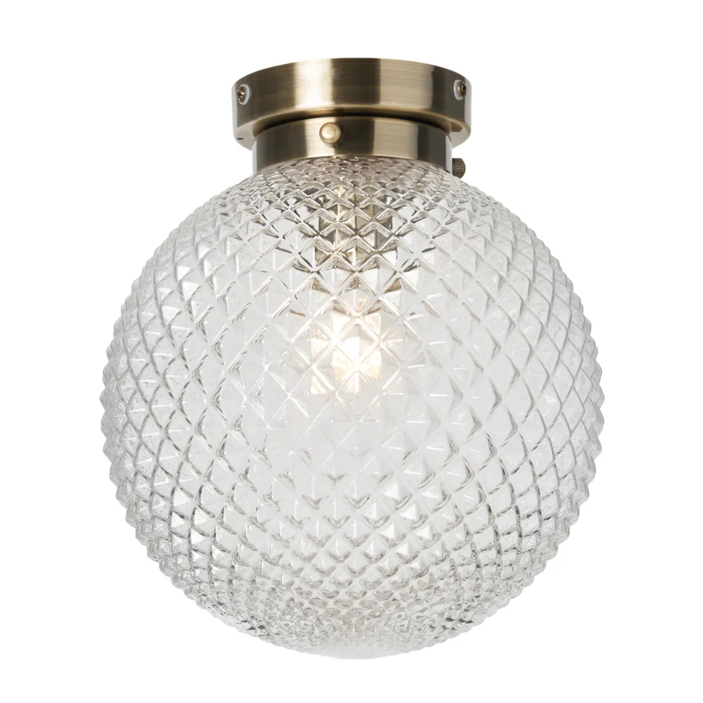 Diana Bathroom Flush Ceiling Light, Antique Brass
