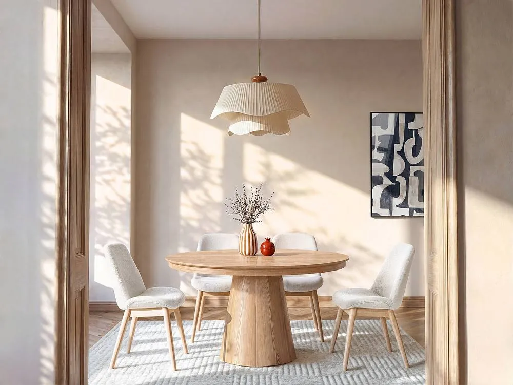 Vente-unique Extendable Dining Table for 4 To 10 People Ash Veneer - Light Natural in Light Oak