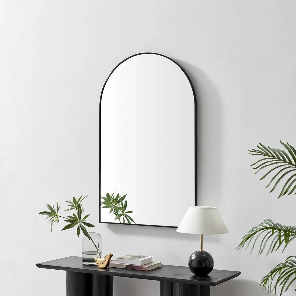 FurnitureboxUK Charlie Black Metal Large 110x70cm Ovemantle Arch Mirror