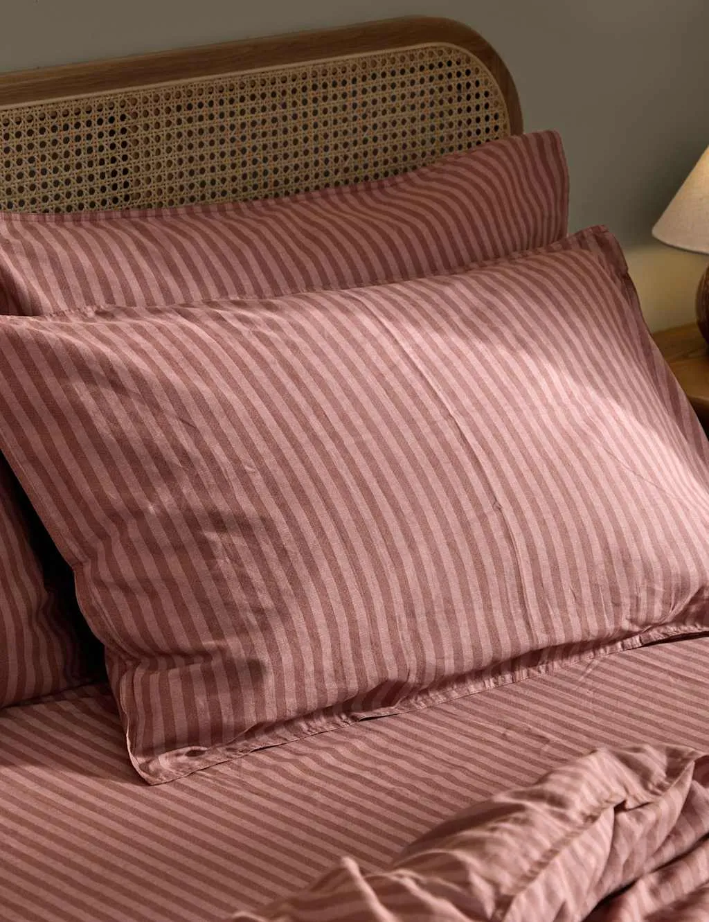 YARD Set of 2 Pure Cotton Marlow Striped Pillowcases Pink Mix
