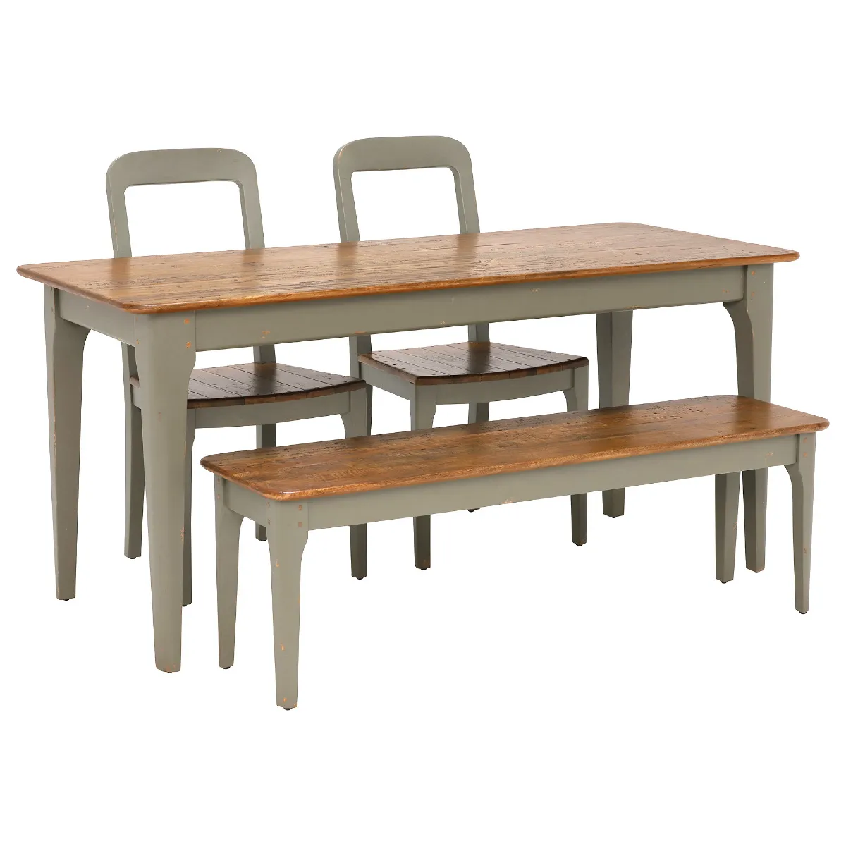 Maison Dining Table, Bench and 2 Dining Chairs