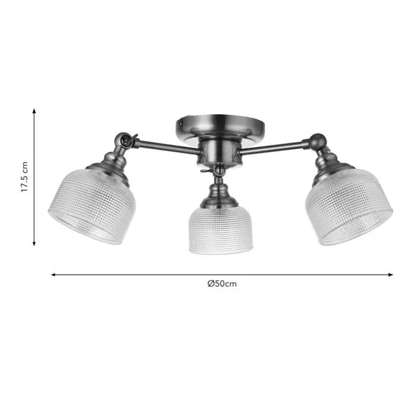Amesbury Industrial 3 Light Semi Flush Ceiling Light 6