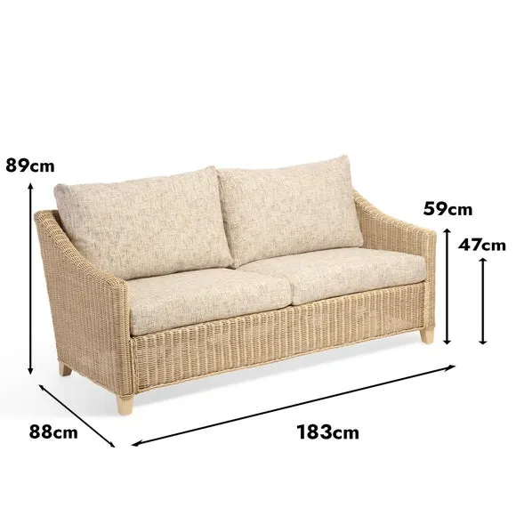 Desser Dijon Rattan Athena Stripe 3 Seater Sofa 3
