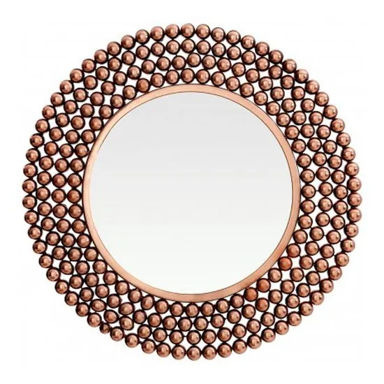 Templars Beaded Effect Wall Bedroom Mirror In Copper Frame