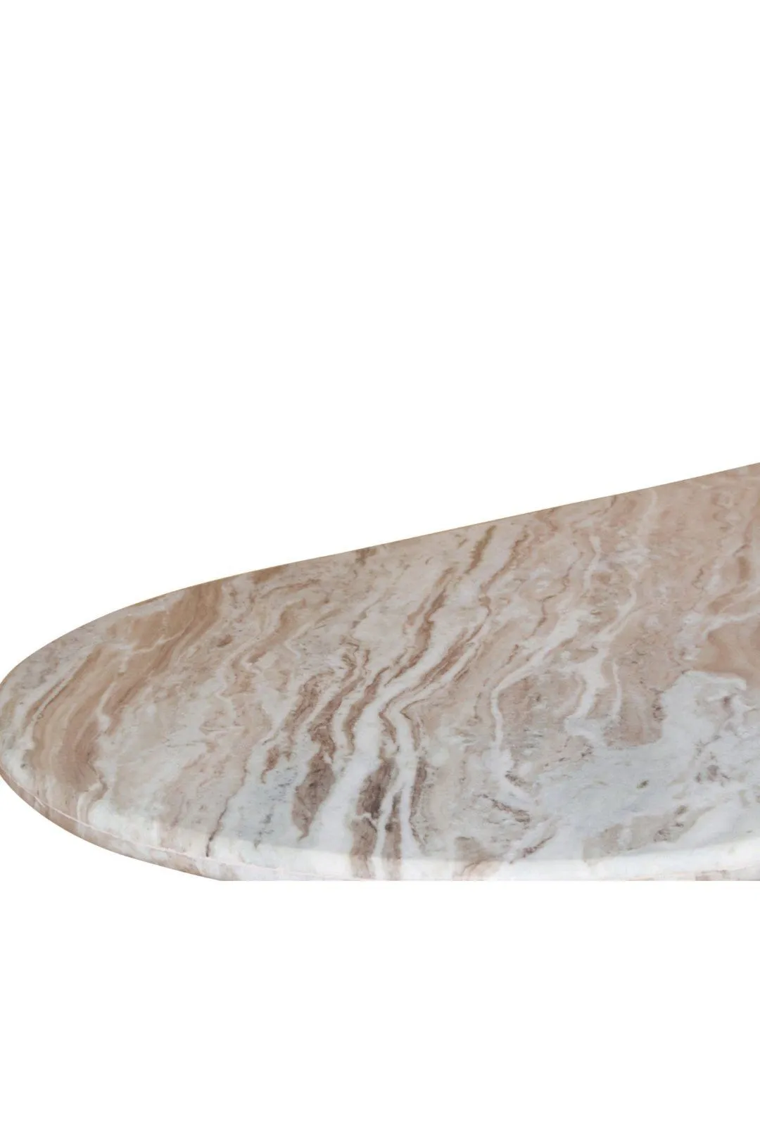 IH Design Bundi Natural Marble & Wood Pedestal Console Table in Brown 6