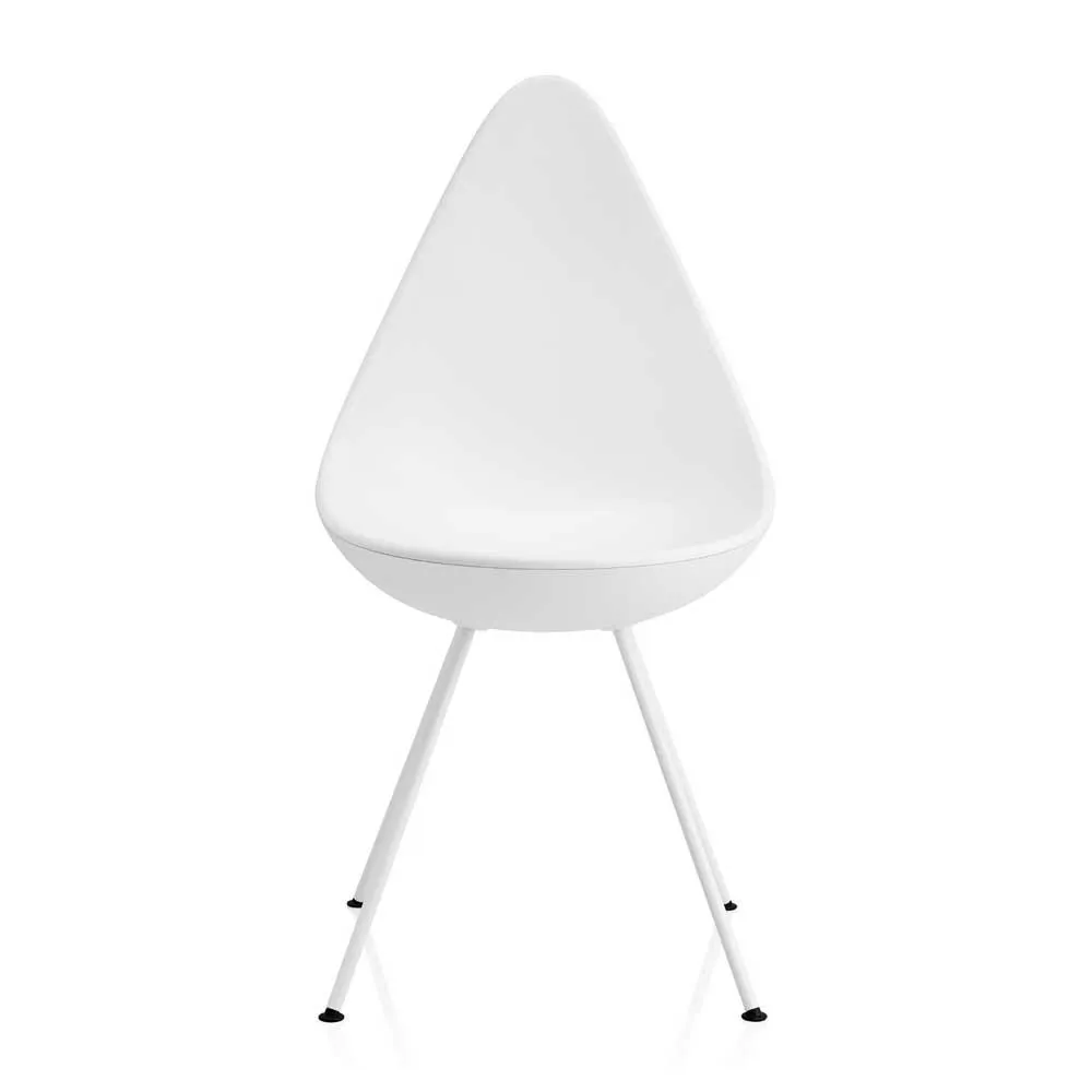 Fritz Hansen Drop Side Chair White Powder Coated Legs 2