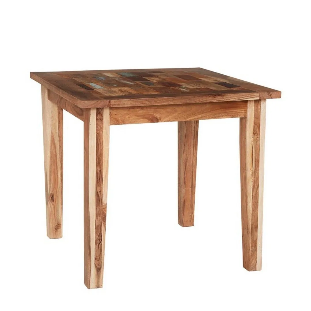 Indian Hub Coastal Small Dining Table - Wood - L85 x W88 x H76 cm in Brown