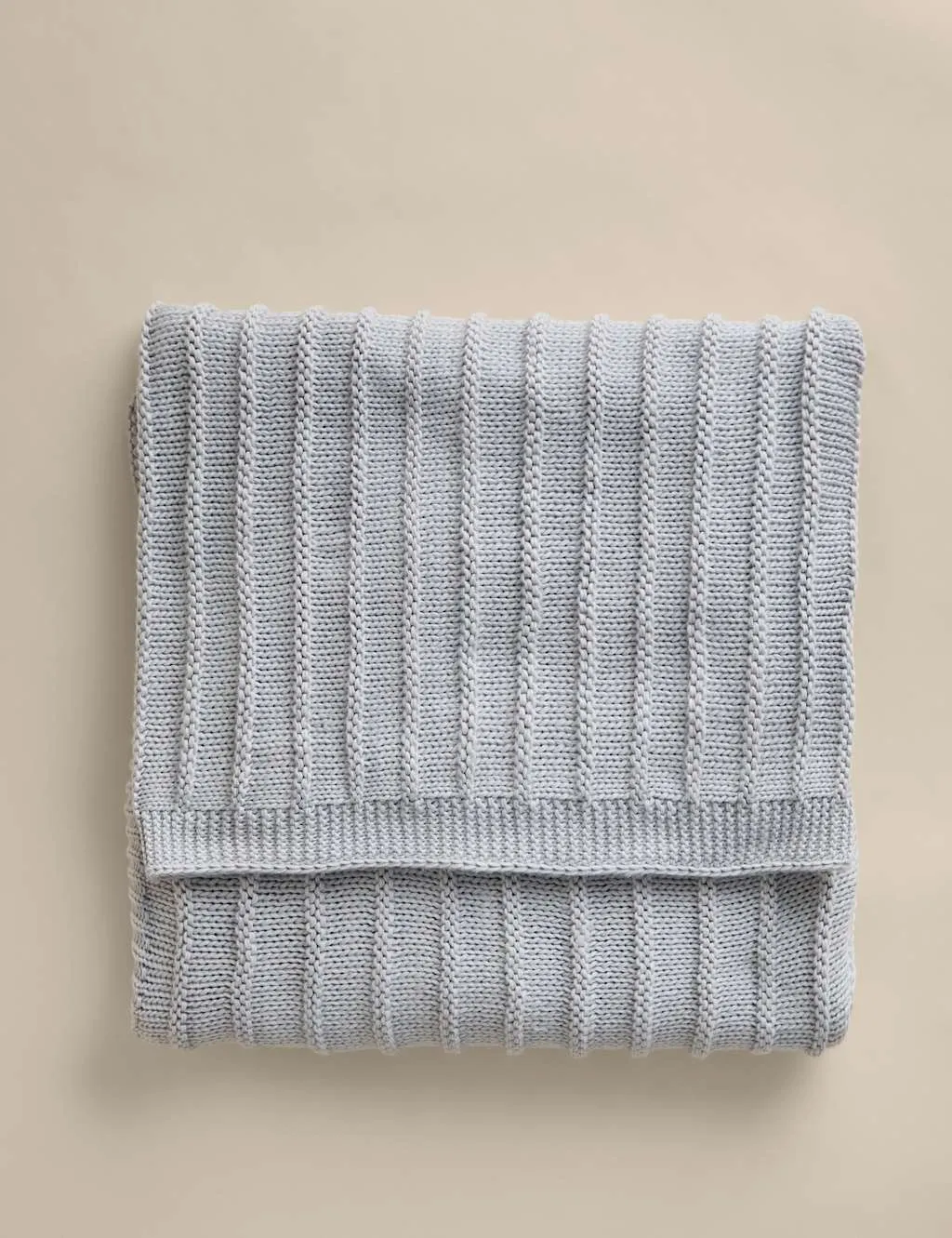 M&S Ribbed Knitted Throw Grey