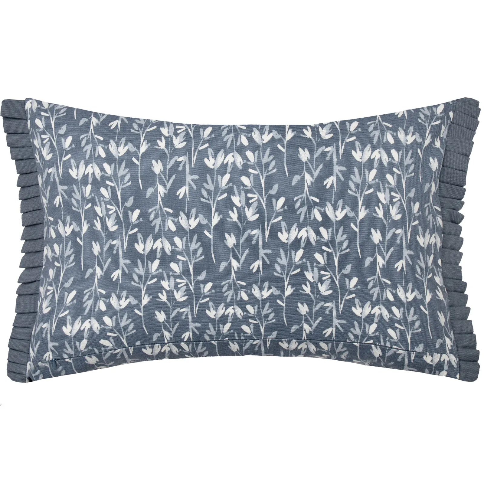 Wylder Belle 100% Cotton Botanical Pleat Fringe Cushion in Light Blue 3