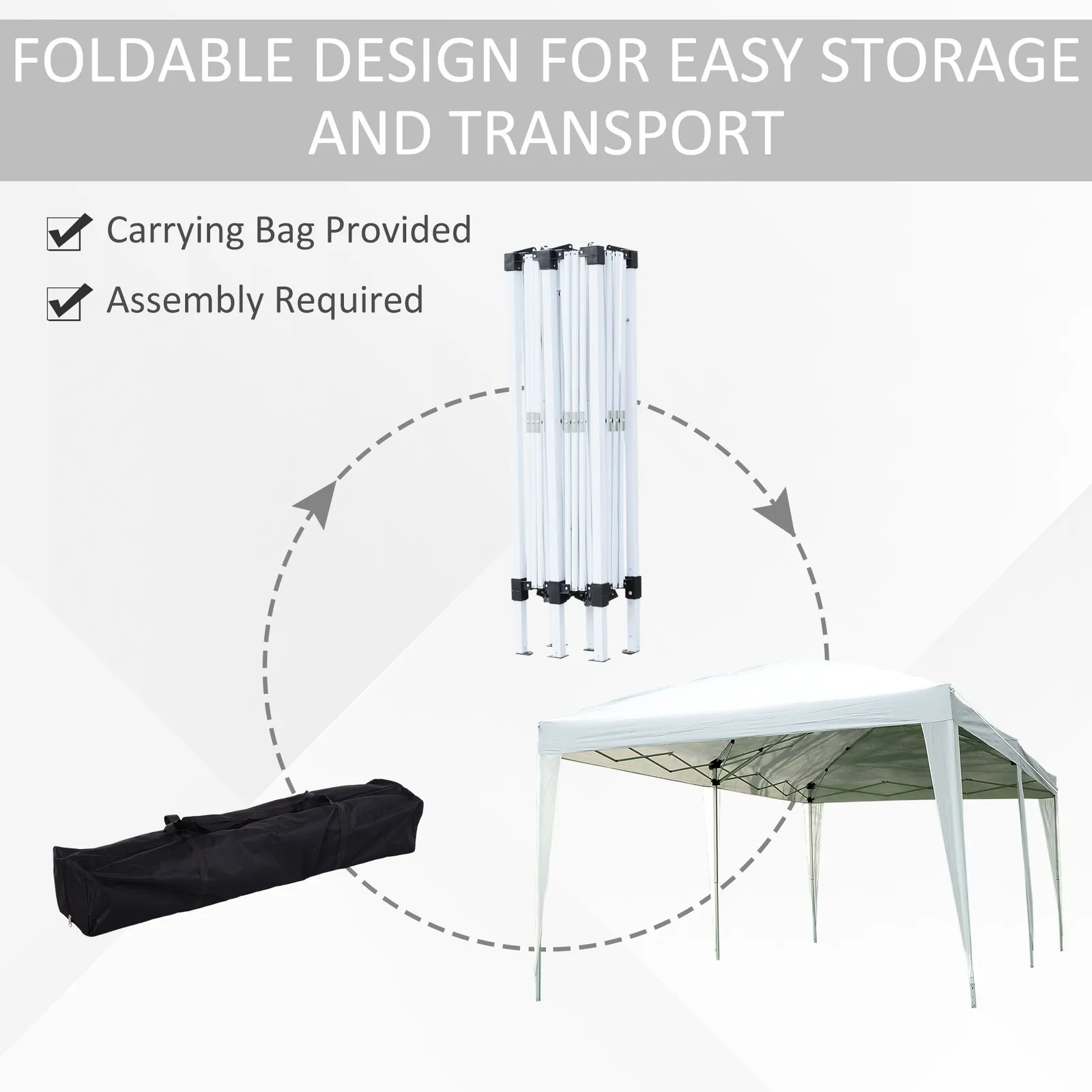 OUTSUNNY 3 x 6 m Pop Up Gazebo with Sides & Windows in White 6