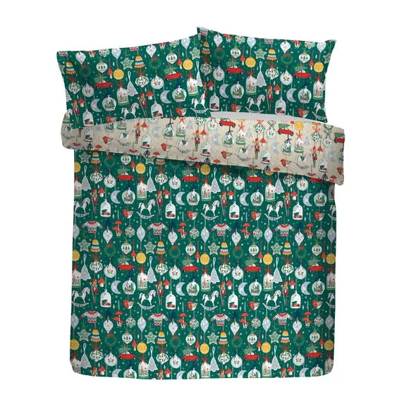 Fusion Christmas Ornaments Polycotton Duvet Cover & Pillowcase Set 4