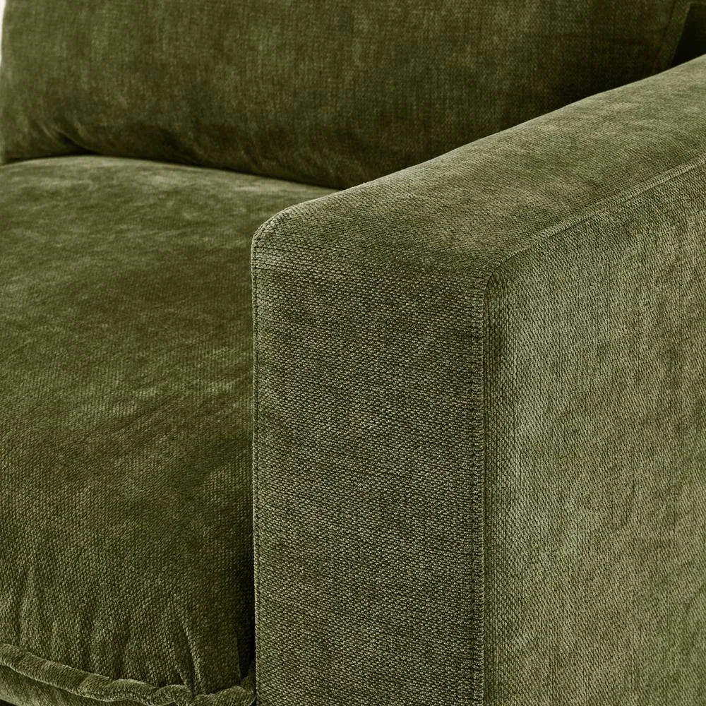 FurnitureboxUK Echo Linen-Look Fabric 2 Seater Modular Chaise Sofa in Green 4