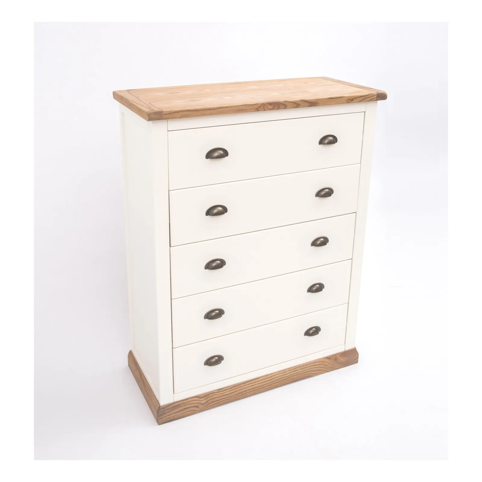 Cabinet Bits Tropea 5 Drawer Chest of Drawers Brass Cup Handle in Off-White 4