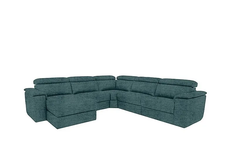 Davide Large Fabric Left Hand Facing Corner Sofa with Chaise End - Baobab Blue