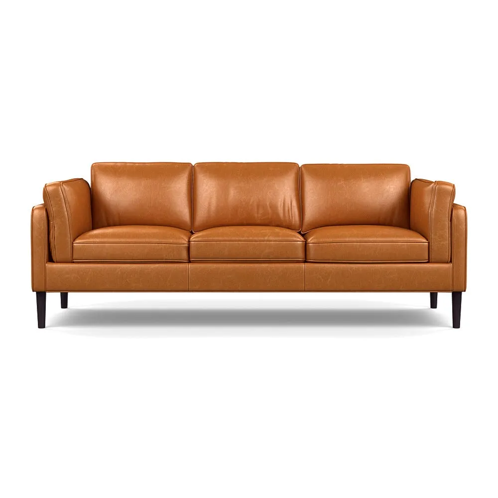 Heal's Sonno 4 Seater Leather Stonewash Toffee 277 Wenge Black Feet 1
