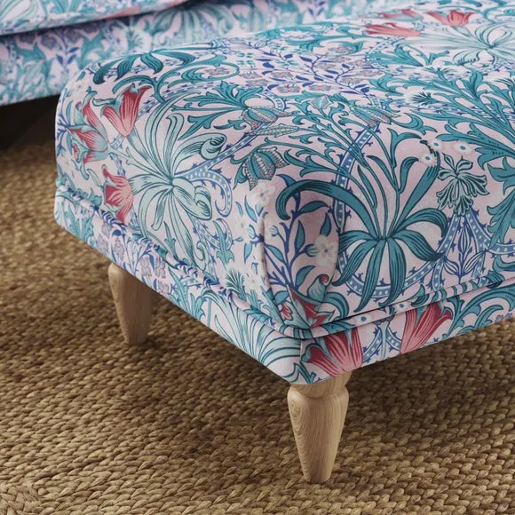 Jolene William Morris Woodland Weeds Print Velvet Footstool 3