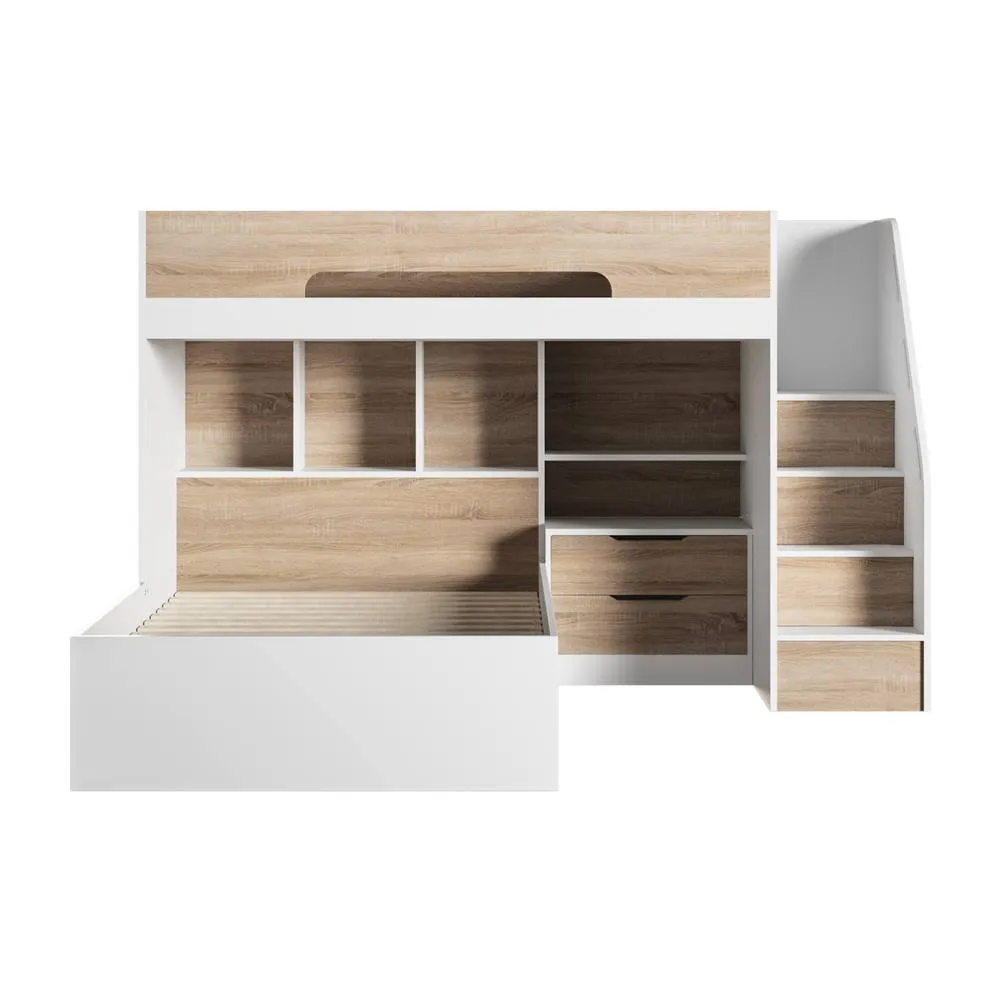 Flair Greyson Staircase Triple Bunk Bed with Storage in Light Oak 4