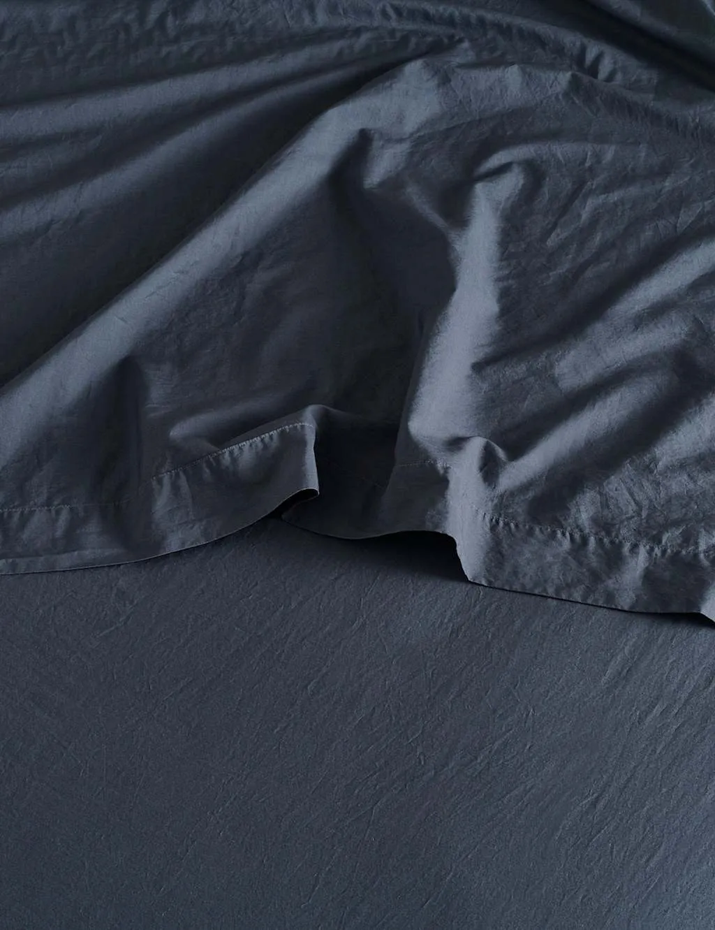 Bedfolk Washed Cotton 300 Thread Count Flat Sheet Navy
