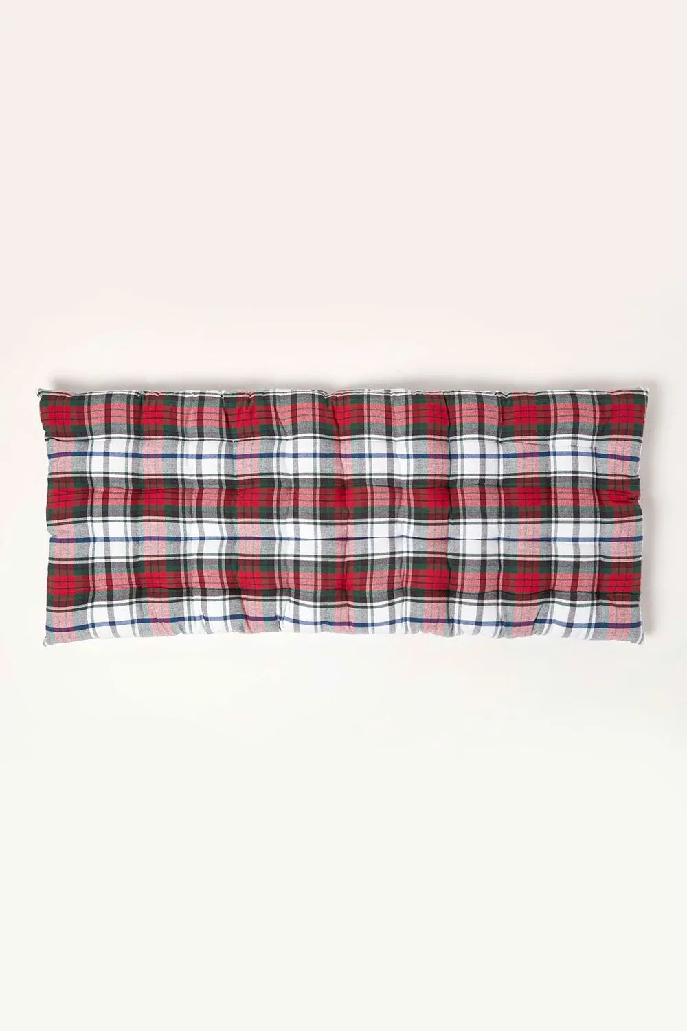 Homescapes Garden Bench Cushion Luxury 2 Seater Cotton Red Tartan Indoor Outdoor Pad 3