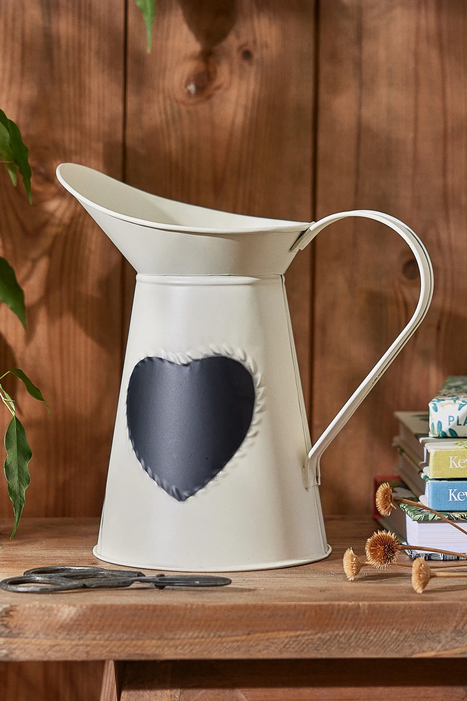 Dibor Country Cream Home Decor Table Flower Jug Vase with Chalkboard in White