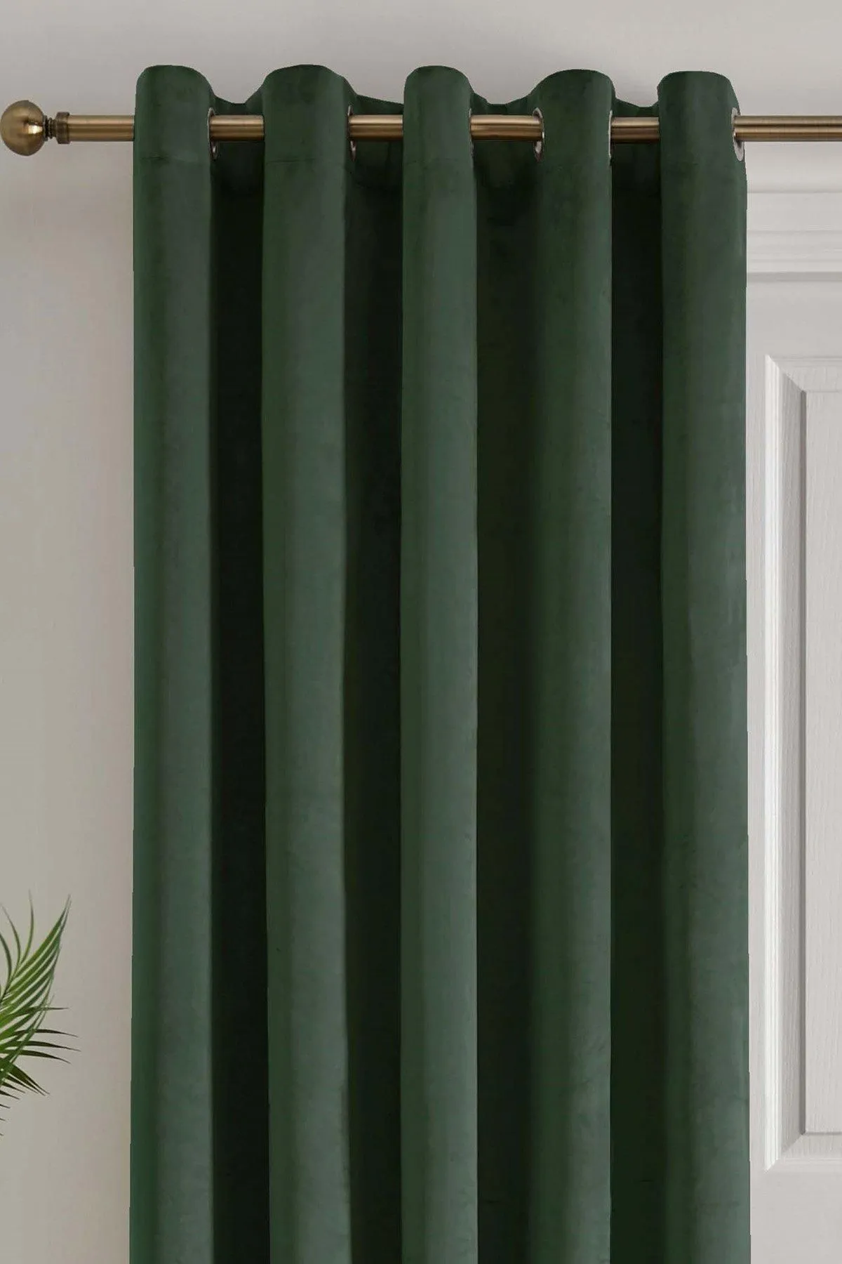 Laurence Llewelyn-Bowen 'Montrose' Velvet Blackout Eyelet Single Panel Door Curtain in Bottle Green 2