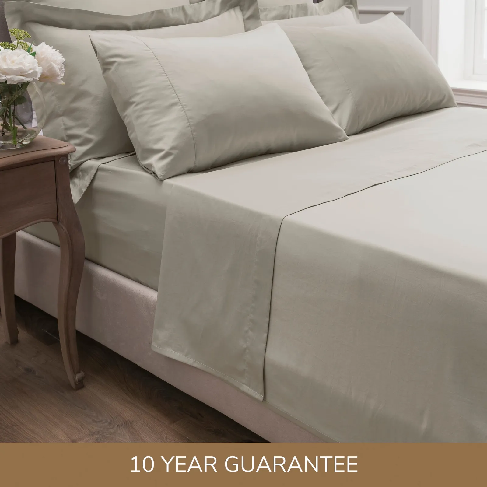 Dorma 300 Thread Count 100% Cotton Sateen Plain Flat Sheet Cream