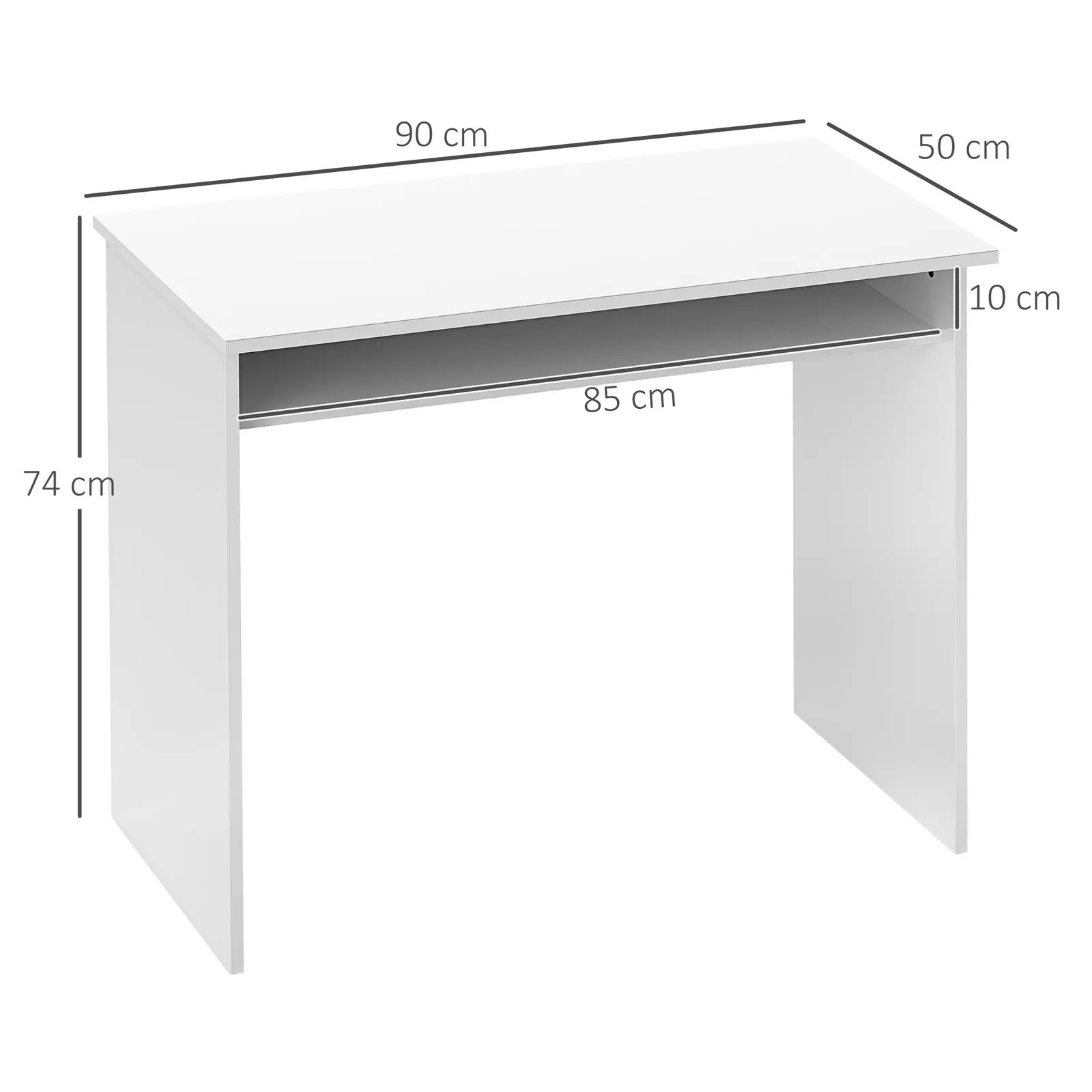 HOMCOM Computer Desk Writing Table Study Workstation Storage in White 3