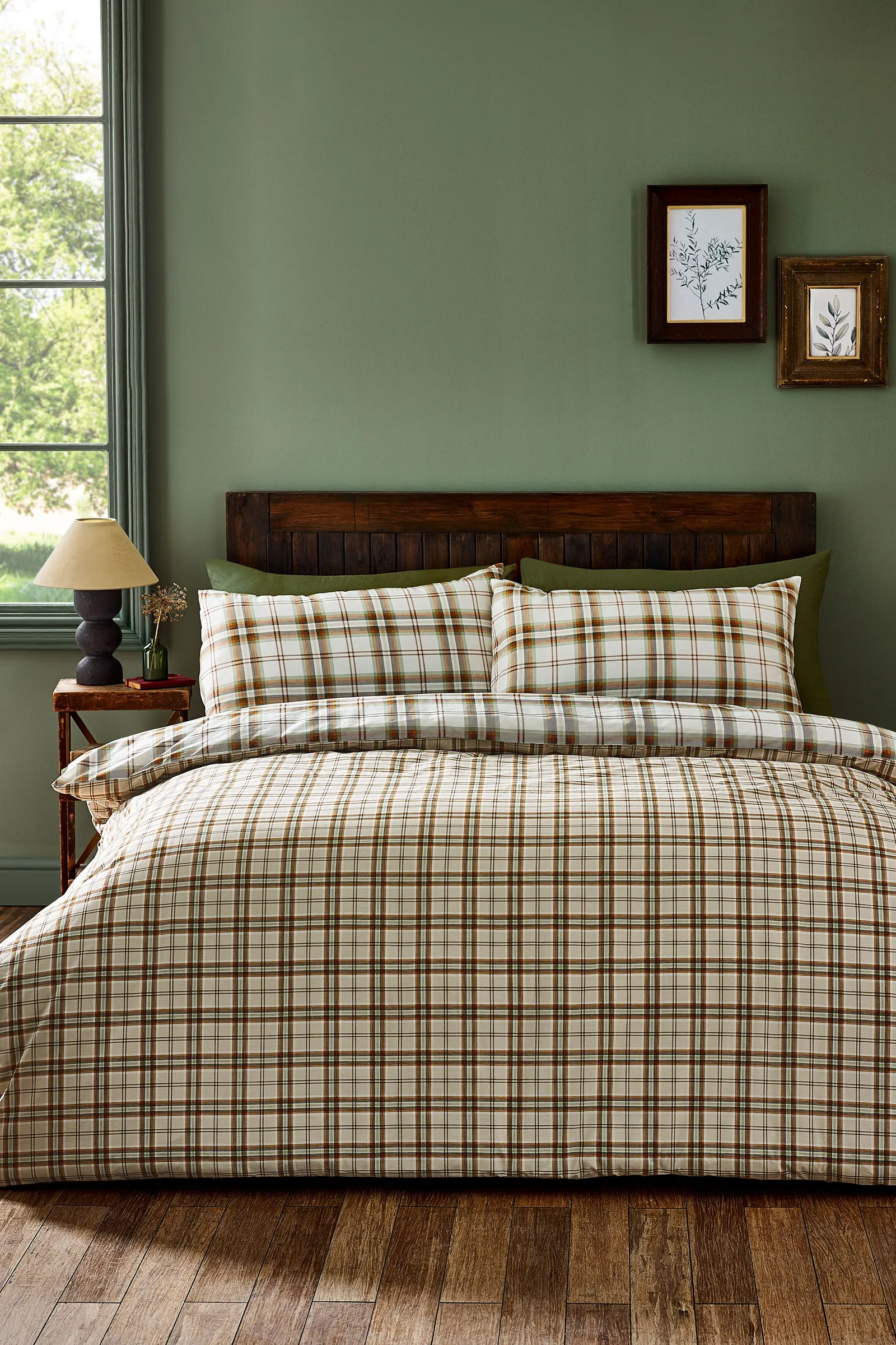Catherine Lansfield 'Kelso Check' Reversible Duvet Cover Set in Burnt Orange 2
