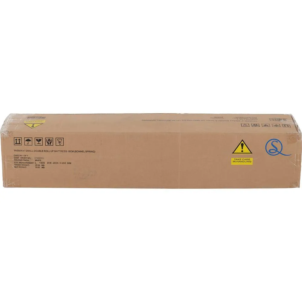 Seconique Yasmin 4' Small Double Roll-Up Mattress 18cm (Bonnel Spring) in White 3