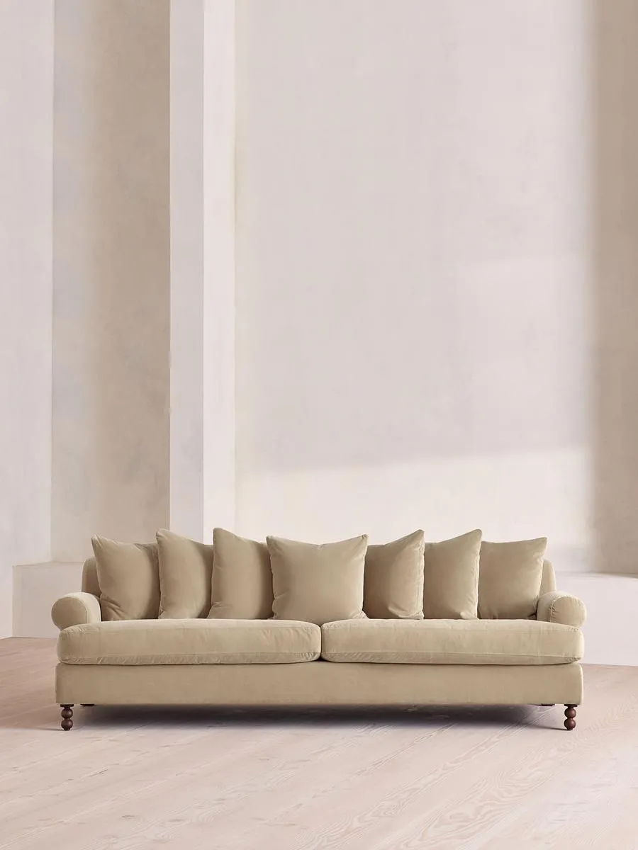 Audrey Four Seater Sofa, Velvet, Oyster