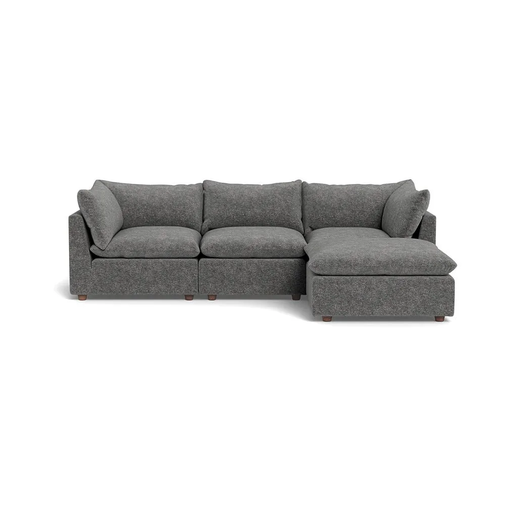 Heal's Astrid Right Hand Facing Corner Sofa Melton Wool Shale Walnut Stained Beech Feet 1