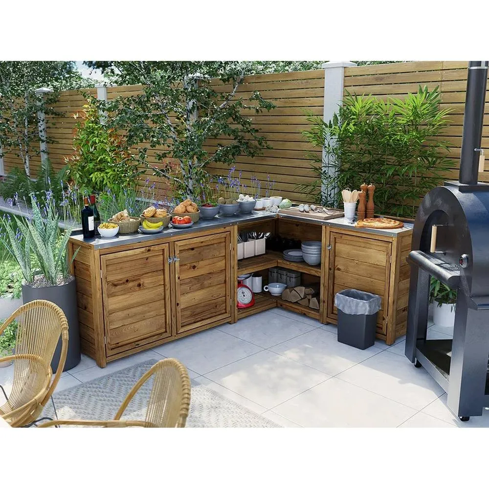 Dunster House Garden Kitchen Unit W2m x D1.5m / W7' x D5' UNIT III in Brown 2