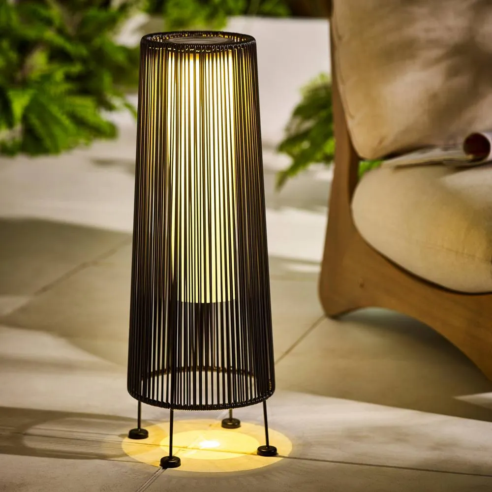 FurnitureboxUK Naples Black Rattan Large Solar Outdoor Lantern 4