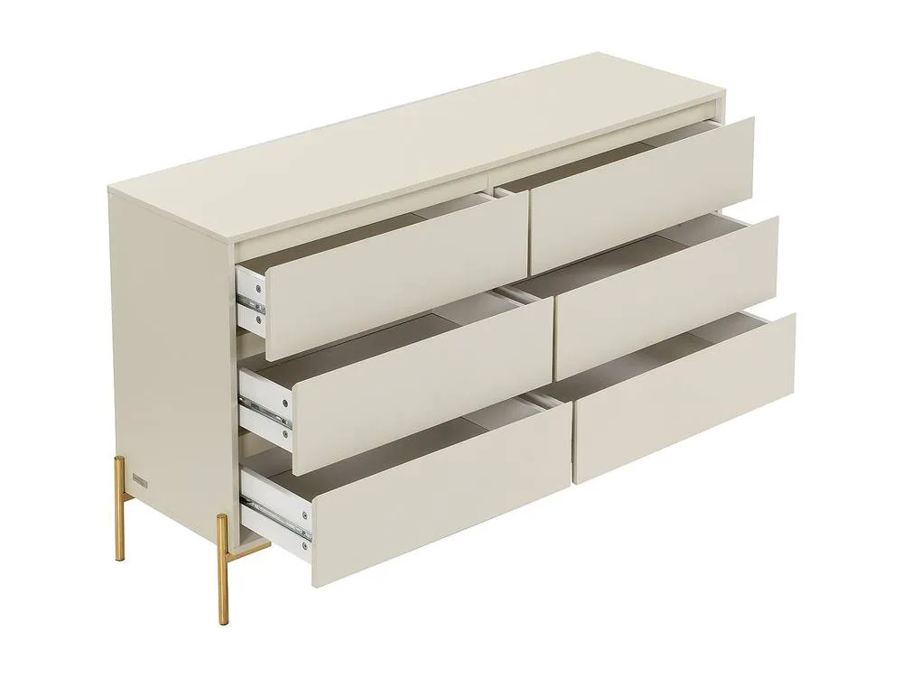 Vente-unique 6-Drawer Chest Of Drawers - MDF & Metal - Beige & Gold - KORASA 6