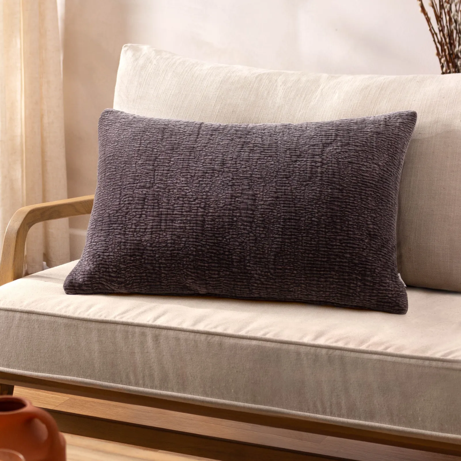 Yard Osaka Textured Chenille Cushion in Mauve