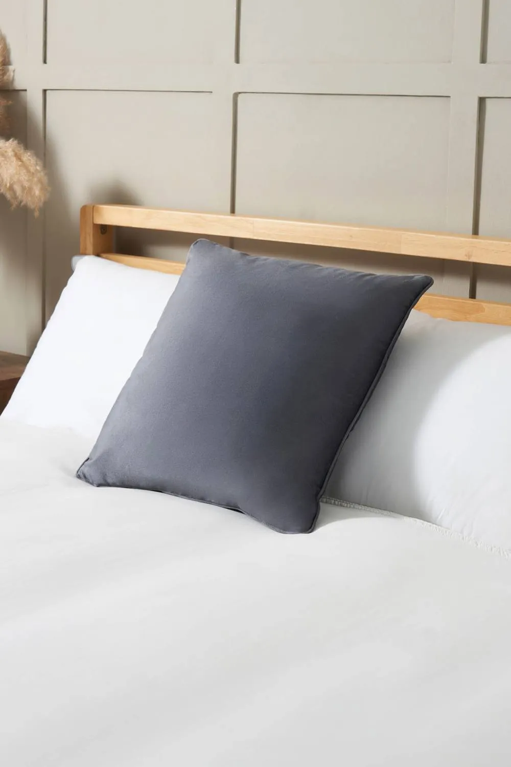 BHS Small Velour Piped Cushion in Grey 1