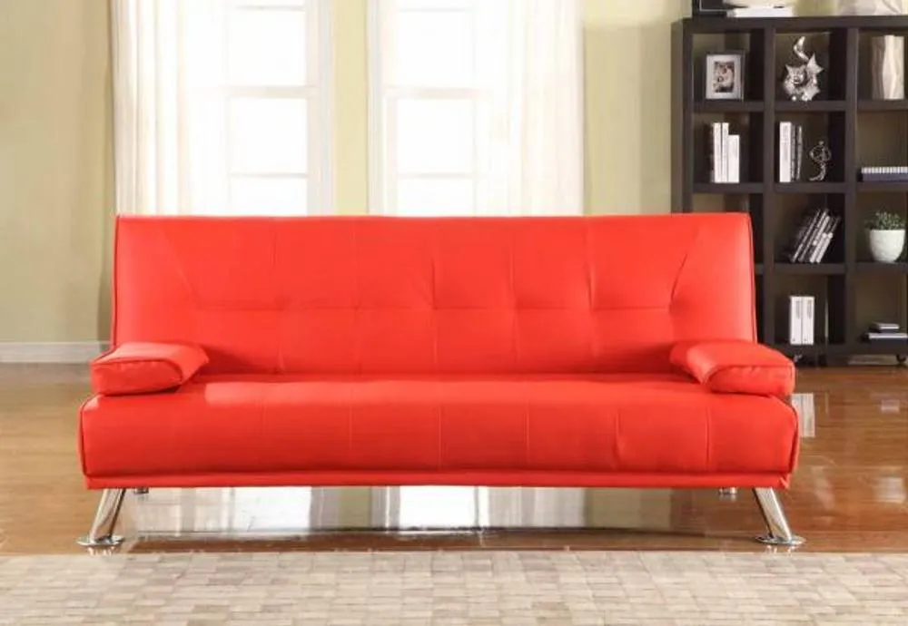 Comfy Living Ltd Italian Style Faux Leather Sofa Bed in Red