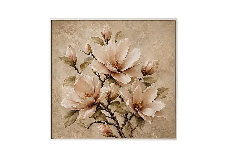 Soft Magnolia 1 Square Framed Velvet Canvas - Home Accessories - In Time for Christmas