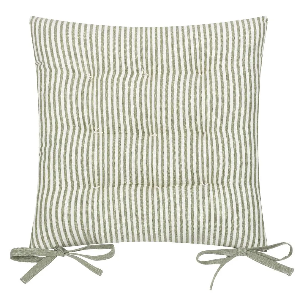 Yard Hayle Striped 100% Cotton Seat Pads - 2 Pack in Dark Green 4