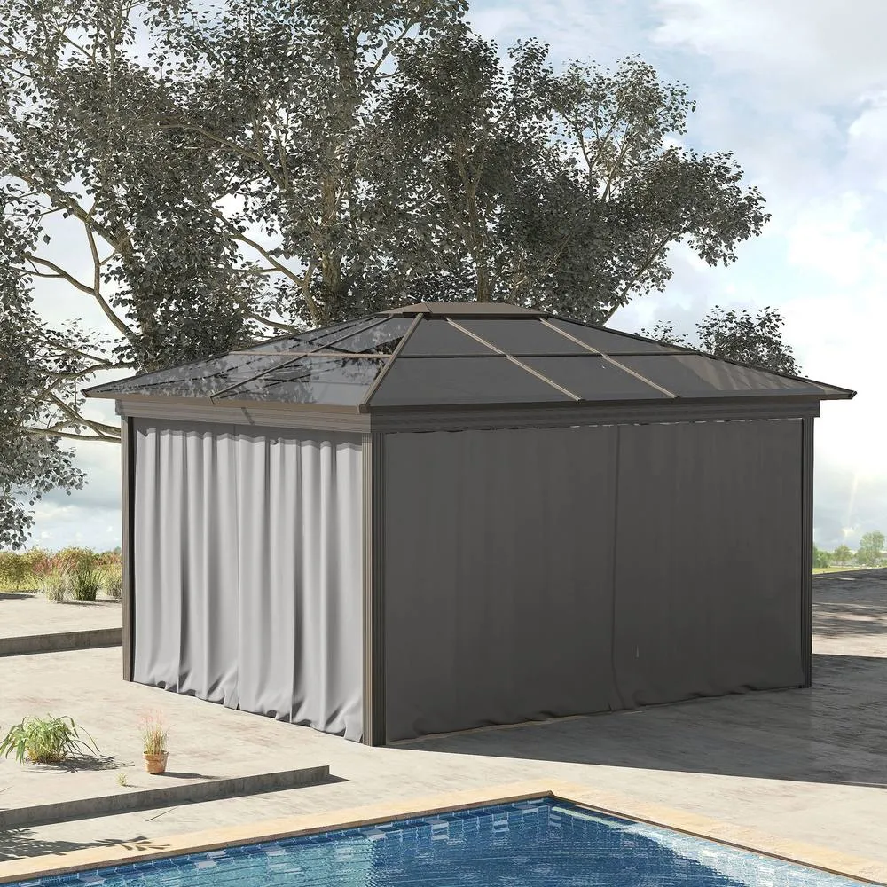 OUTSUNNY Universal Gazebo Replacement Sidewall Set w/ 4 Panels in Light Grey